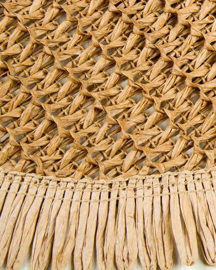 Set of 4 Rustic Bohemian Jute Round Placemats with Fringe for Stylish Dining Decor