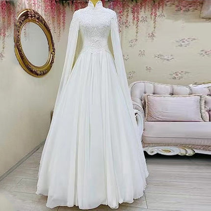 Peekaboo Studio Lace Slim Long Sleeve Fishtail Wedding Dress with Trai