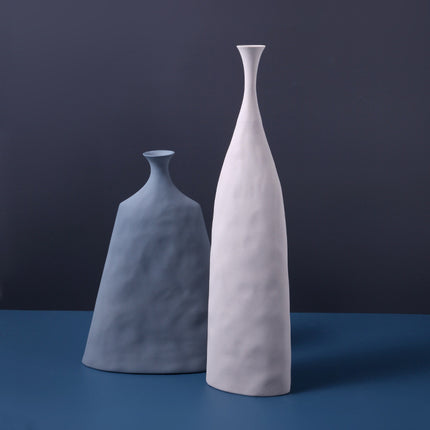 Nordic Style Handmade Ceramic Vase Blue Brown White