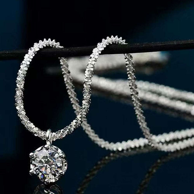 Radiant Sterling Silver Pendant Necklace with 1 Carat Lab-Created Diamond