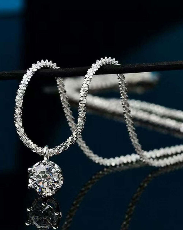 Radiant Sterling Silver Pendant Necklace with 1 Carat Lab-Created Diamond