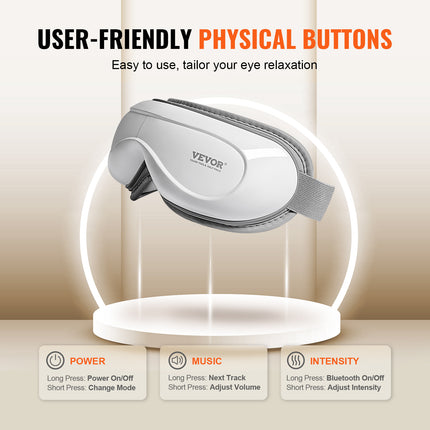 VEVOR Heated Eye Massager - 5 Modes, Bluetooth Music, Foldable Design