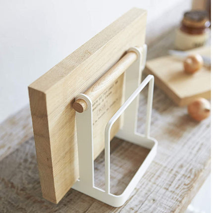 Japanese Chopping Board Draining Kitchen Desktop Storage Rack White Iron Art