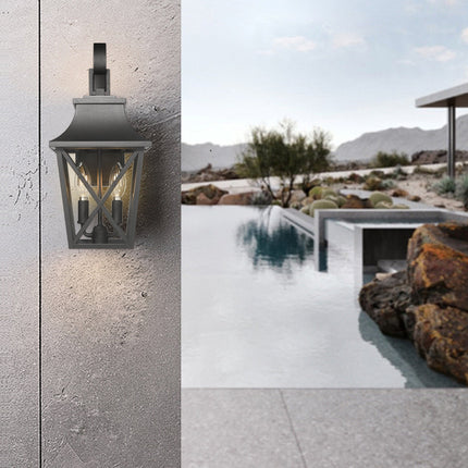 Room & Decor Black Outdoor Wall Lantern, Waterproof 2-Light Fixture