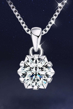 1 Carat Moissanite Pendant Platinum-Plated Necklace-Trendsi-Silver-One Size-Très Elite