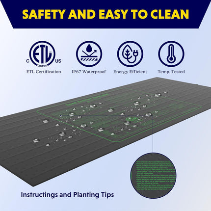 Room and Decor Seedling Heat Mat, Waterproof 48" x 20", Durable Hydrop