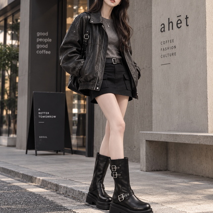 Soft Leather Cowboy Boots — Belt Buckle Flat Heel Western Mid-Calf Boots soft-leather-cowboy-boots-belt-buckle-flat-heel-western-mid-calf Clothing, Shoes & Jewelry›Women›Shoes›Boots›Cowboy & Western