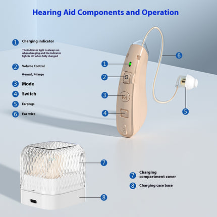 Intelligent Noise Reduction Hearing Aid — 12hr, USB, Silver & Skin Tone | Très Elite