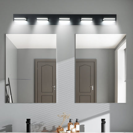 Room and Decor Modern Black LED Vanity Light, 5-Light, Energy Efficien