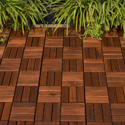 Room & Decor Acacia Wood Interlocking Deck Tiles - 30 Pcs, 12"x12