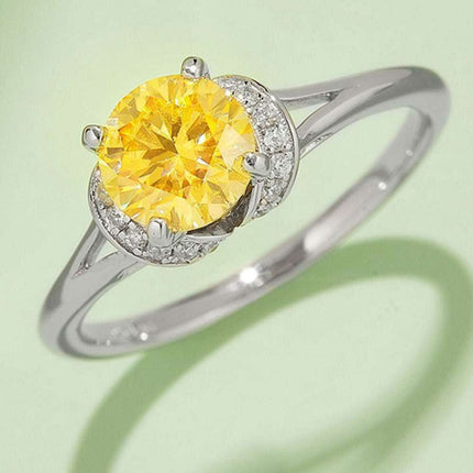 Elegant Multicolored Lab-Grown Diamond Ring in Sterling Silver