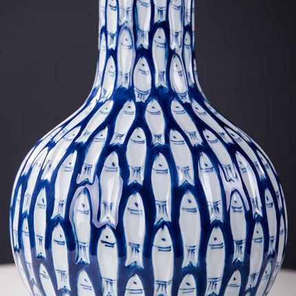 Jingdezhen Ceramic Vase Qin Hua Fish Vase In Zen Style