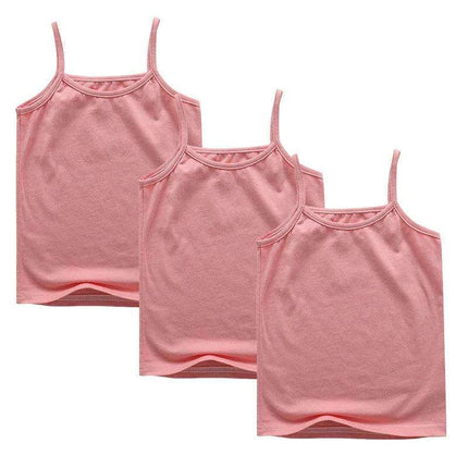3-Pack Girls' Trendy Sleeveless Cotton Cami Tops - Stylish Spaghetti Strap Vests for Kids - Très Elite