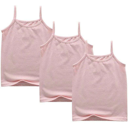 3-Pack Girls' Trendy Sleeveless Cotton Cami Tops - Stylish Spaghetti Strap Vests for Kids - Très Elite