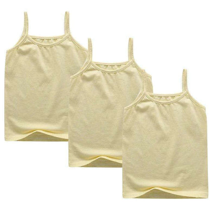 3-Pack Girls' Trendy Sleeveless Cotton Cami Tops - Stylish Spaghetti Strap Vests for Kids - Très Elite