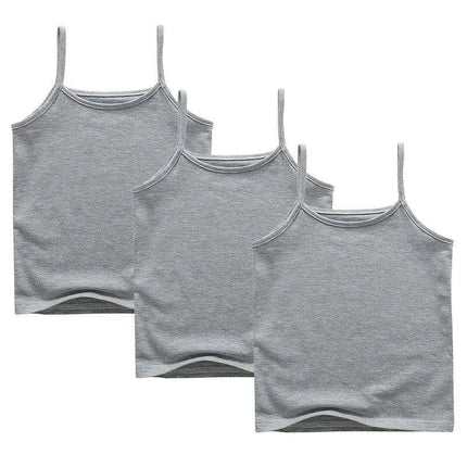 3-Pack Girls' Trendy Sleeveless Cotton Cami Tops - Stylish Spaghetti Strap Vests for Kids - Très Elite