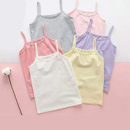 3-Pack Girls' Trendy Sleeveless Cotton Cami Tops - Stylish Spaghetti Strap Vests for Kids - Très Elite
