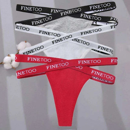 3-Pack Women's Sexy High Waist Cross Strap Cotton G-String Panties - Très Elite