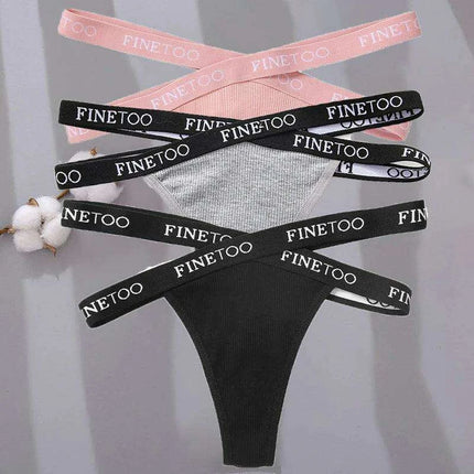 3-Pack Women's Sexy High Waist Cross Strap Cotton G-String Panties - Très Elite