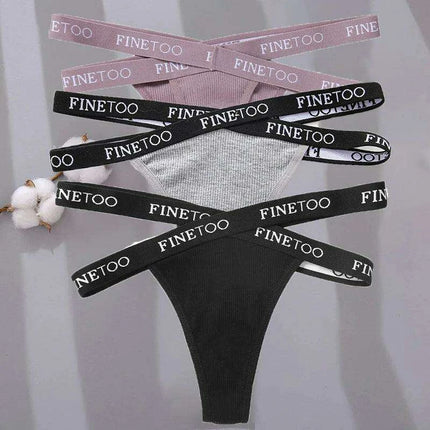 3-Pack Women's Sexy High Waist Cross Strap Cotton G-String Panties - Très Elite