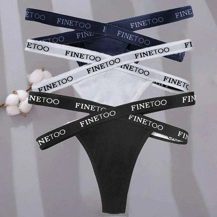 3-Pack Women's Sexy High Waist Cross Strap Cotton G-String Panties - Très Elite