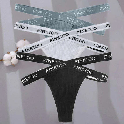 3-Pack Women's Sexy High Waist Cross Strap Cotton G-String Panties - Très Elite