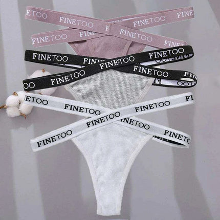 3-Pack Women's Sexy High Waist Cross Strap Cotton G-String Panties - Très Elite