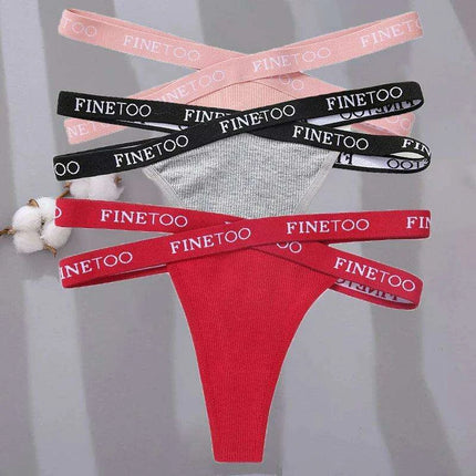 3-Pack Women's Sexy High Waist Cross Strap Cotton G-String Panties - Très Elite