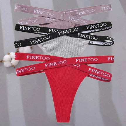 3-Pack Women's Sexy High Waist Cross Strap Cotton G-String Panties - Très Elite