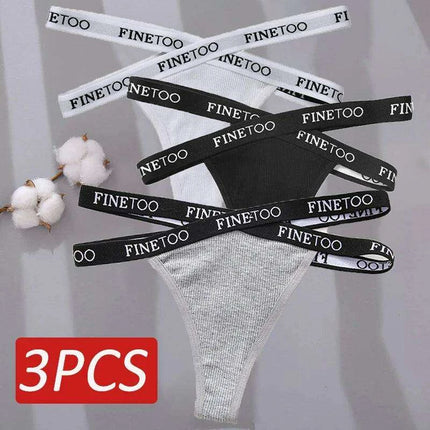 3-Pack Women's Sexy High Waist Cross Strap Cotton G-String Panties - Très Elite