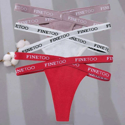 3-Pack Women's Sexy High Waist Cross Strap Cotton G-String Panties - Très Elite