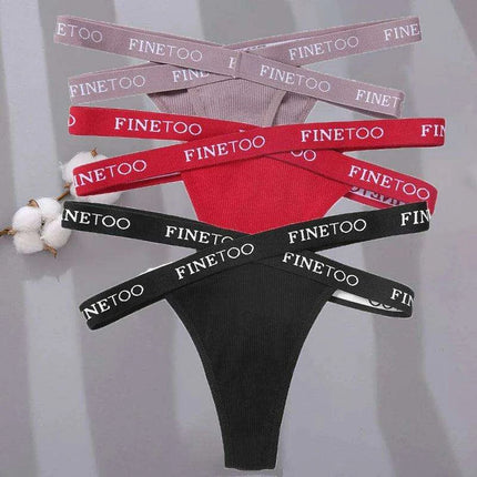 3-Pack Women's Sexy High Waist Cross Strap Cotton G-String Panties - Très Elite