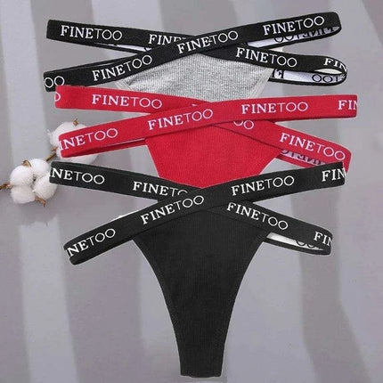 3-Pack Women's Sexy High Waist Cross Strap Cotton G-String Panties - Très Elite