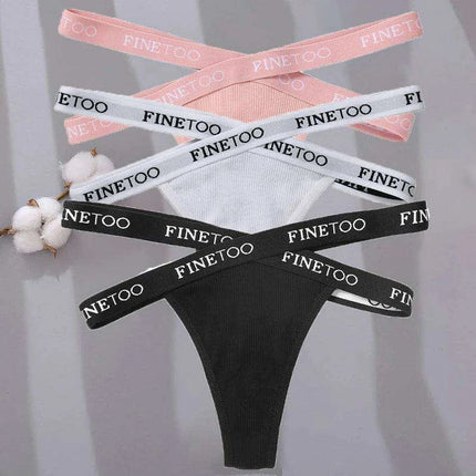 3-Pack Women's Sexy High Waist Cross Strap Cotton G-String Panties - Très Elite
