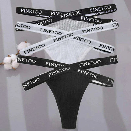 3-Pack Women's Sexy High Waist Cross Strap Cotton G-String Panties - Très Elite