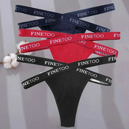 3-Pack Women's Sexy High Waist Cross Strap Cotton G-String Panties - Très Elite