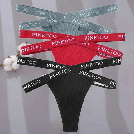 3-Pack Women's Sexy High Waist Cross Strap Cotton G-String Panties - Très Elite