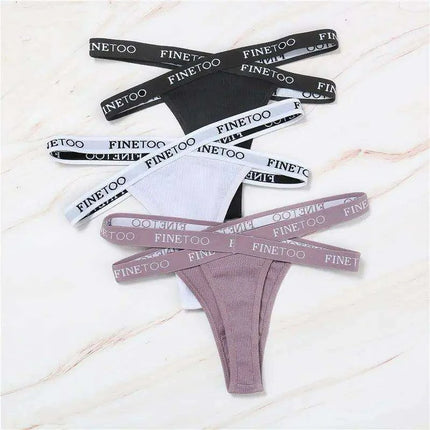 3-Pack Women's Sexy High Waist Cross Strap Cotton G-String Panties - Très Elite