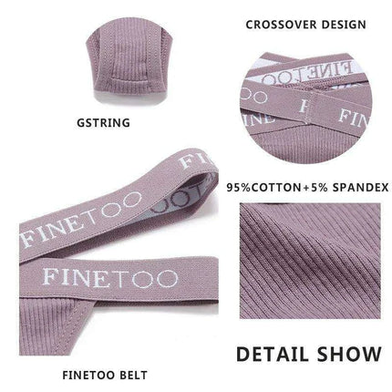 3-Pack Women's Sexy High Waist Cross Strap Cotton G-String Panties - Très Elite