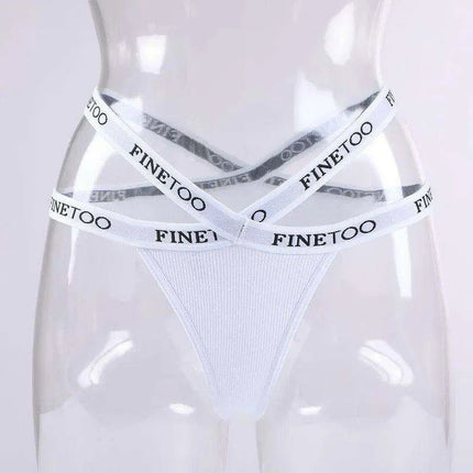 3-Pack Women's Sexy High Waist Cross Strap Cotton G-String Panties - Très Elite