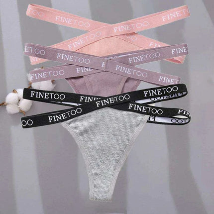 3-Pack Women's Sexy High Waist Cross Strap Cotton G-String Panties - Très Elite