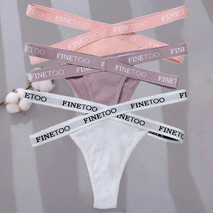 3-Pack Women's Sexy High Waist Cross Strap Cotton G-String Panties - Très Elite