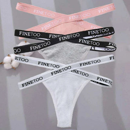 3-Pack Women's Sexy High Waist Cross Strap Cotton G-String Panties - Très Elite