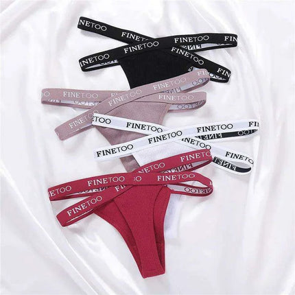 3-Pack Women's Sexy High Waist Cross Strap Cotton G-String Panties - Très Elite