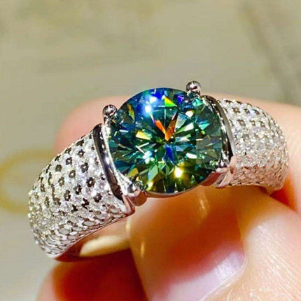 Radiant 3 Carat Moissanite and Platinum Accented Sterling Silver Ring