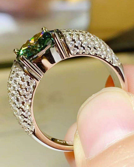 Radiant 3 Carat Moissanite and Platinum Accented Sterling Silver Ring