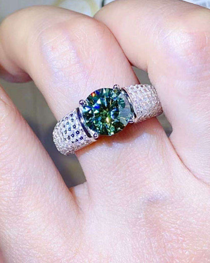 Radiant 3 Carat Moissanite and Platinum Accented Sterling Silver Ring