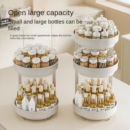 Rotating Spice Rack Organizer Kitchen Countertop Storage Shelf With Spice Jars