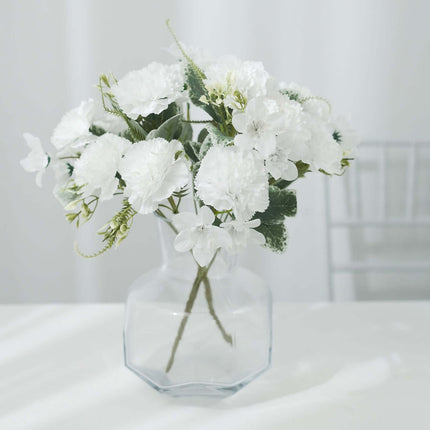 AliKopy 3 Pack 14" White Silk Carnation Bouquets - Realistic Faux Flow