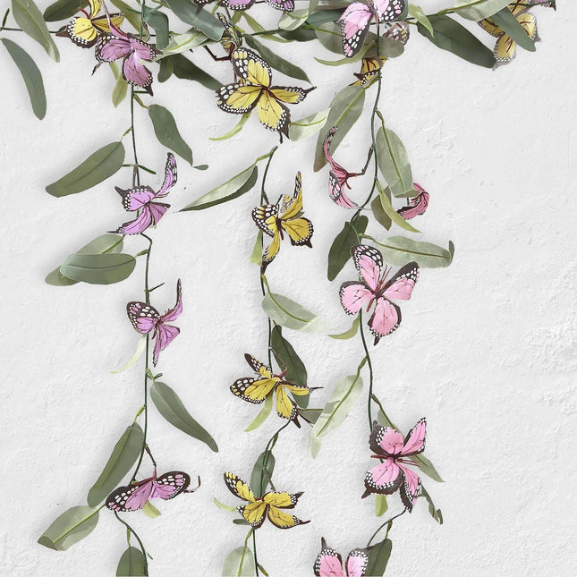 AliKopy 3 Pack 6ft Artificial Butterfly Garland with Faux Flowers & Gr